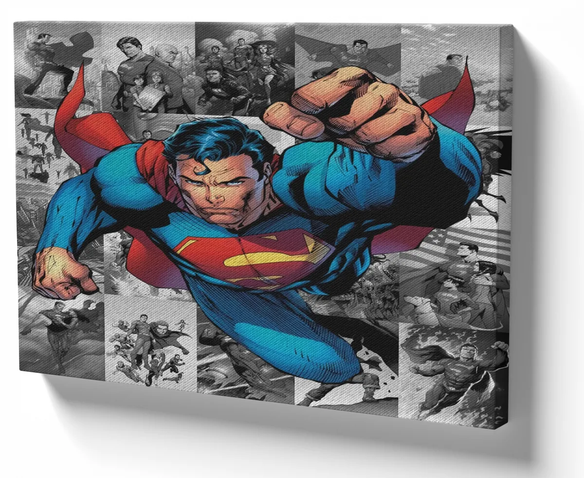 Quadro decorativo tela Superman voando quadrinhos