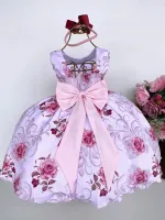 Vestido Floral Marsala Miss Cherry + Tiara Brinde - Foto 2