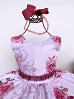 Vestido Floral Marsala Miss Cherry + Tiara Brinde - Foto 3