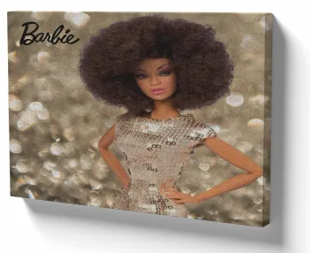 Quadro decorativo tela Barbie afro