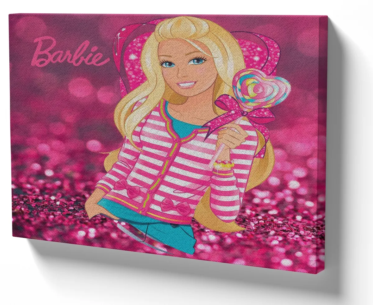 Quadro decorativo tela Barbie coração