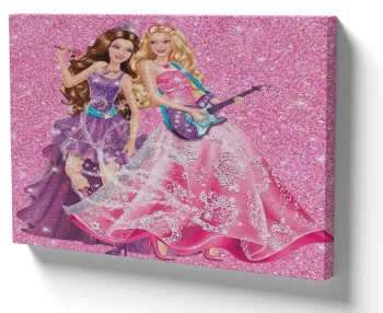 Quadro decorativo tela Barbie guitarra