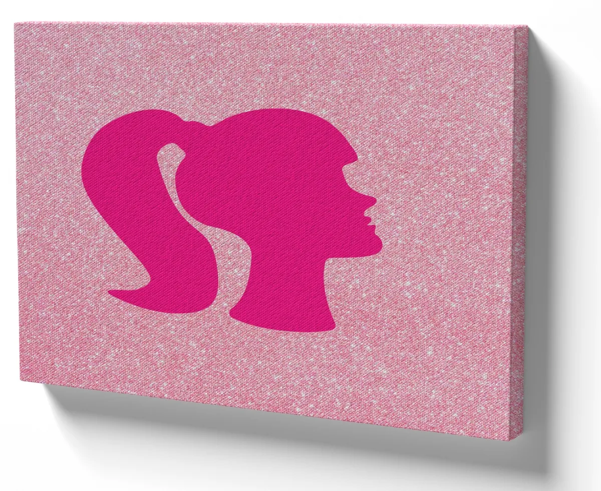 Quadro decorativo tela Barbie perfil logo