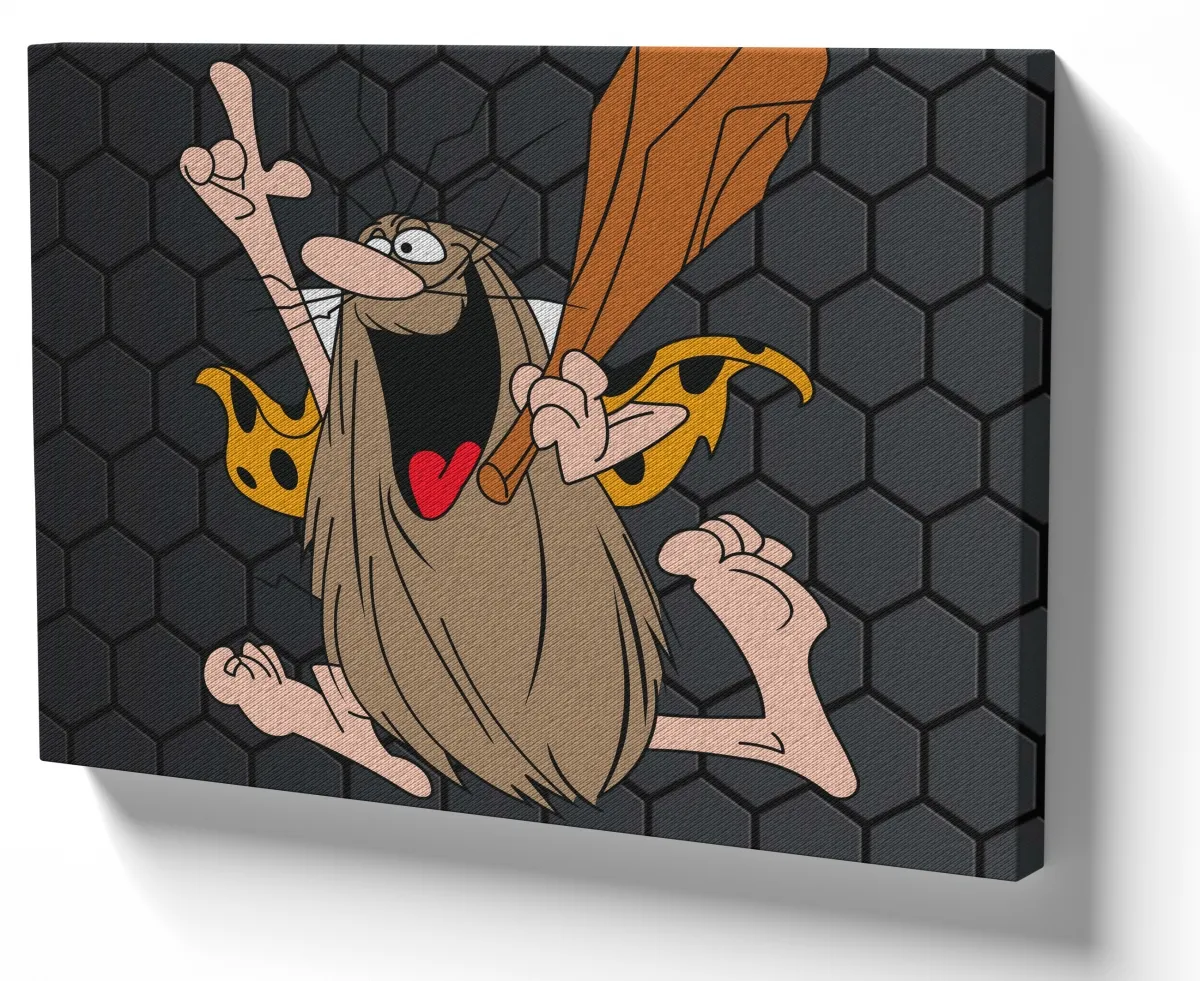 Quadro decorativo tela Capitão caverna desenho fibra carbono