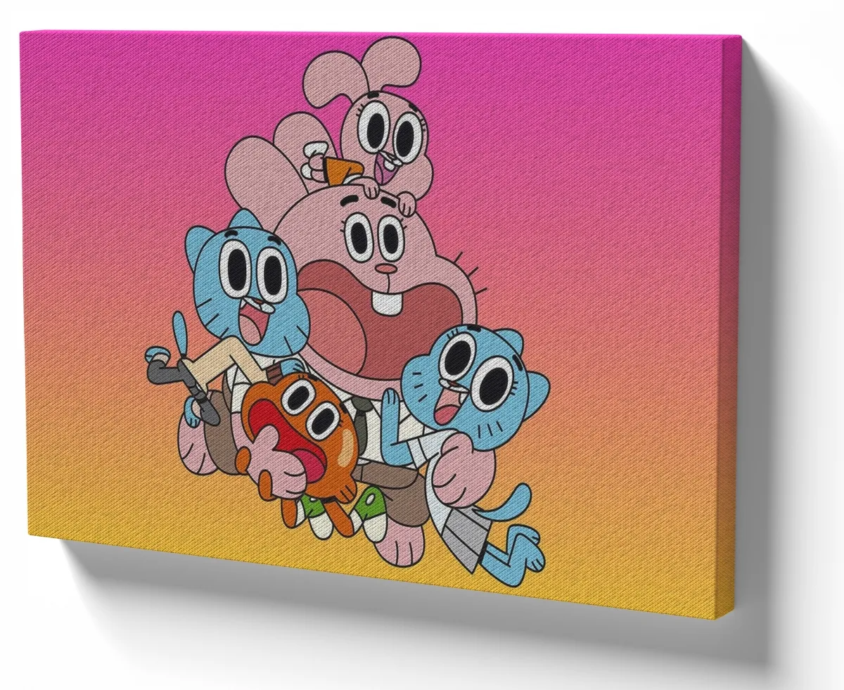Quadro decorativo tela Gumball família desenho