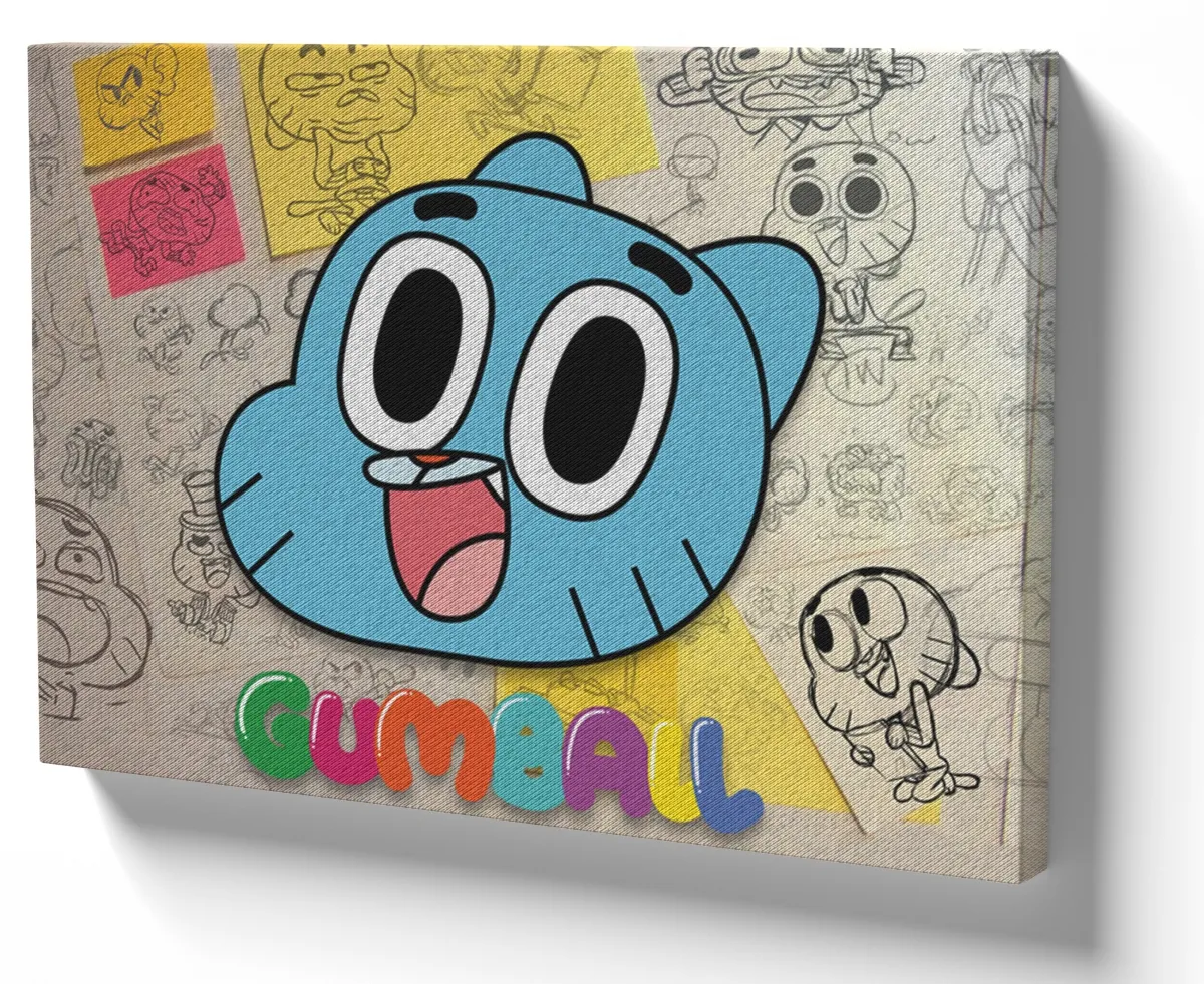 Quadro decorativo tela Gumball rosto desenho