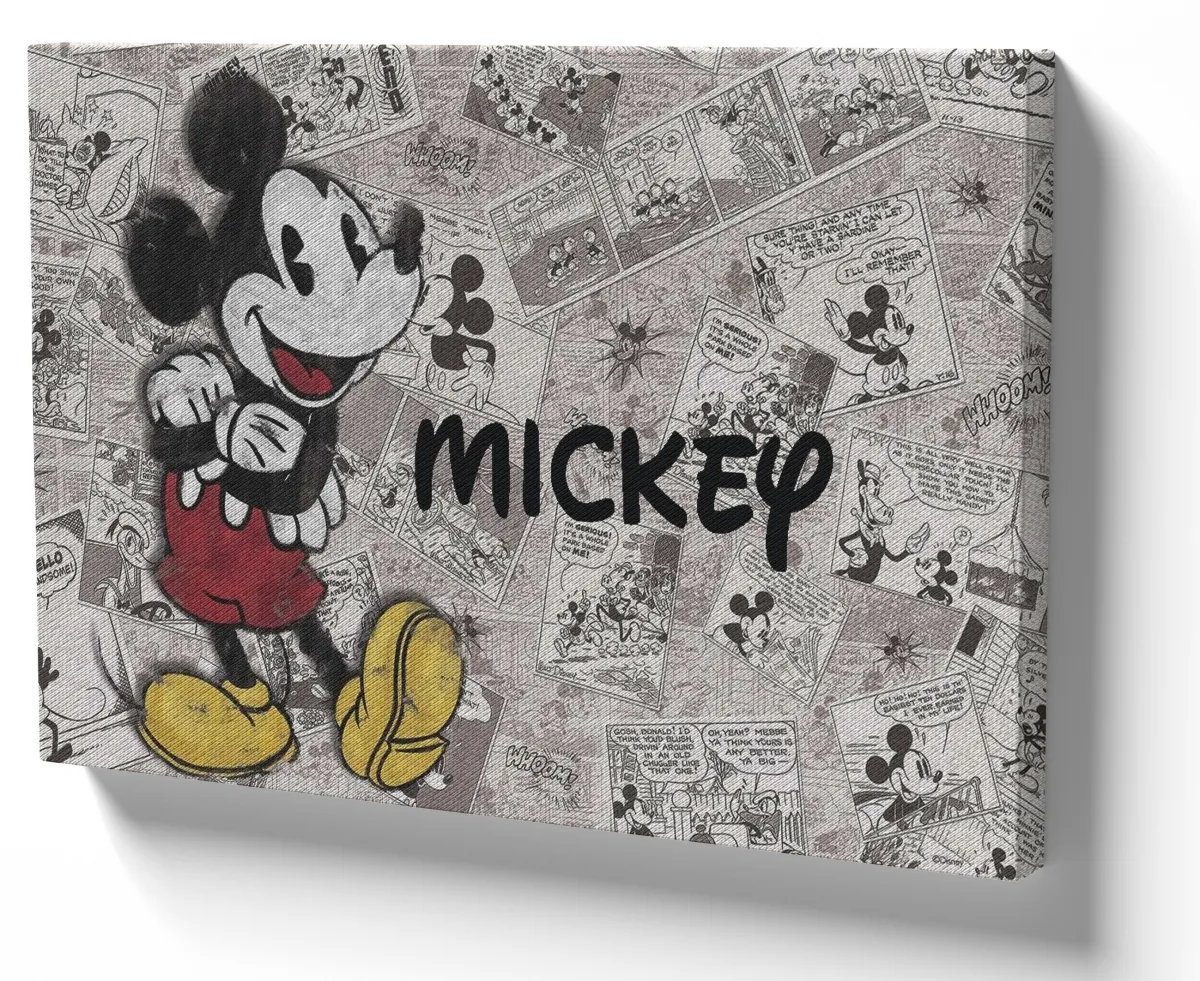 Quadro decorativo tela Mickey mouse jornal Imagem
