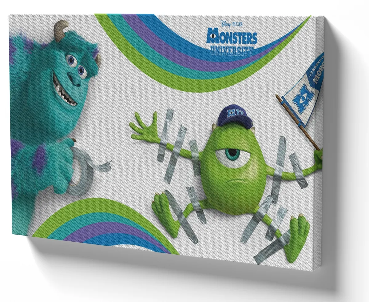 Quadro decorativo tela Monstros SA University fita adesiva Imagem