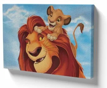 Quadro decorativo tela Mufasa e Simba rei leão