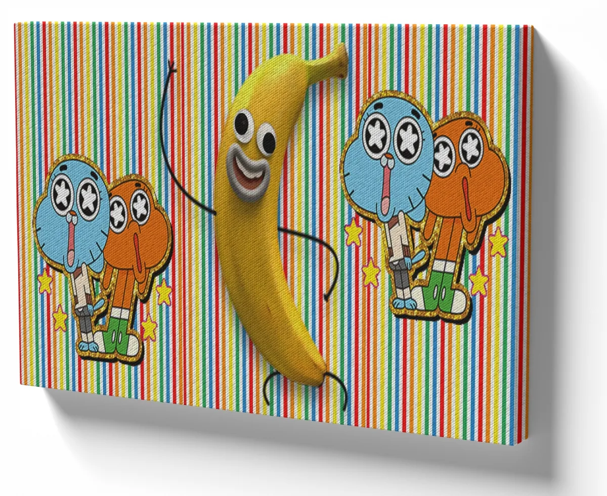 Quadro decorativo tela incrível mundo de Gumball João Banana