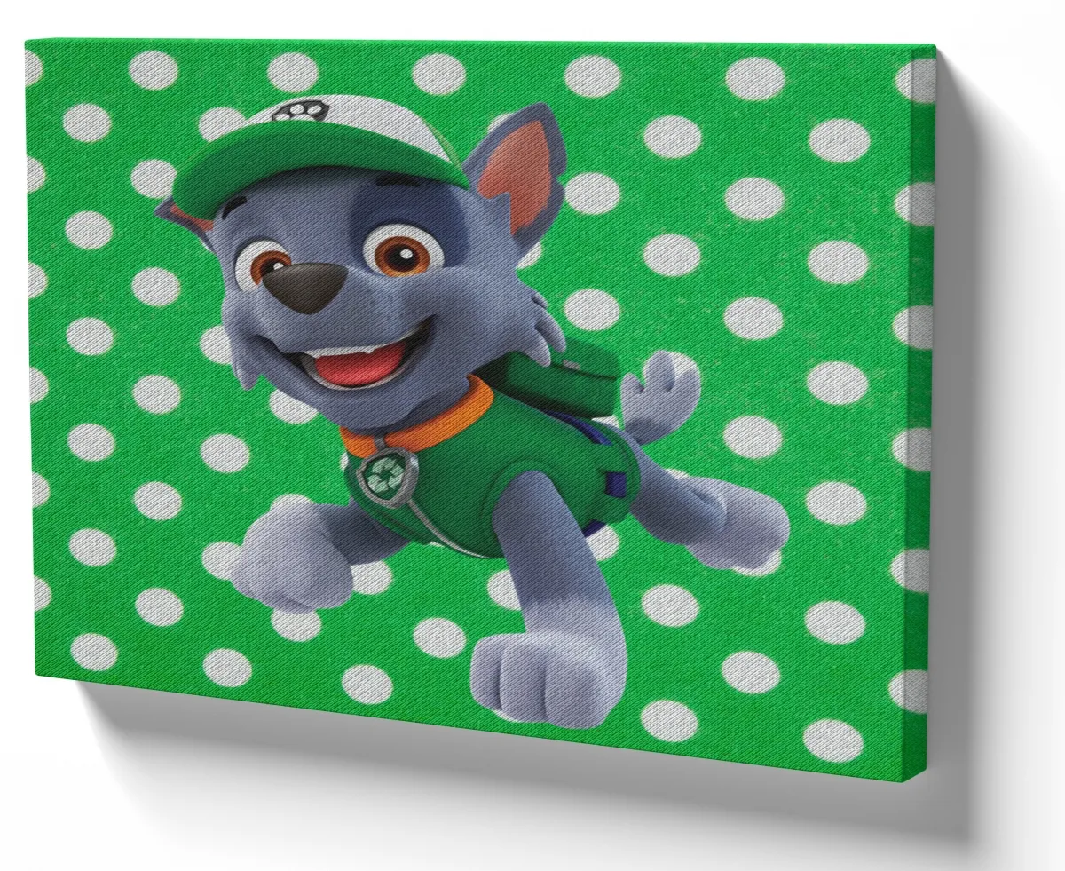 Quadro decorativo tela Patrulha canina Rocky verde