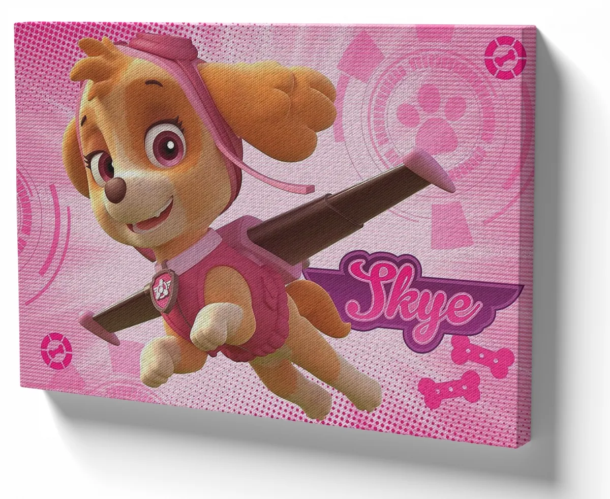 Quadro decorativo tela patrulha canina SKYE rosa Imagem