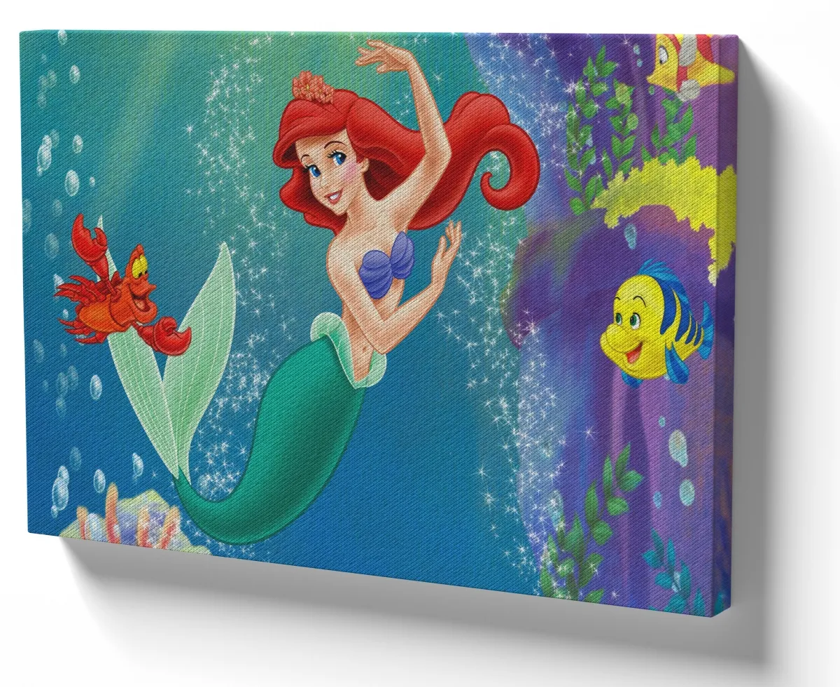 Quadro decorativo tela Pequena Sereia coroa