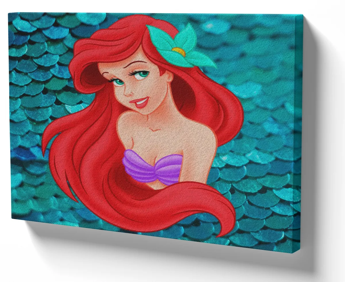 Quadro decorativo tela Pequena Sereia escamas