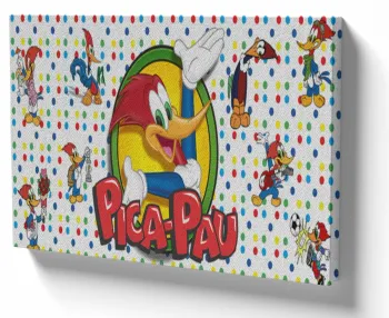 Quadro decorativo tela Pica Pau bolinhas desenho