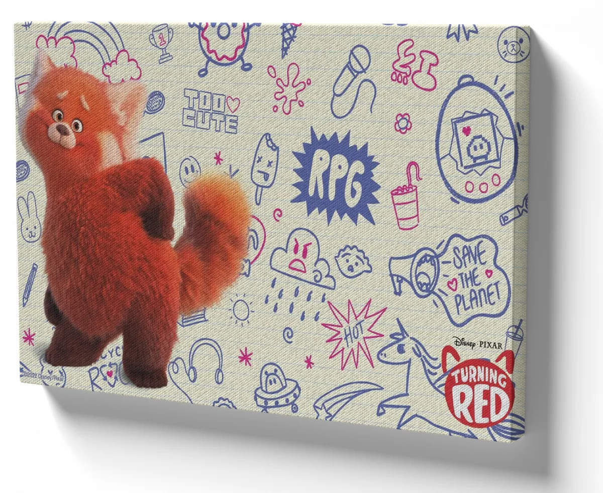 Quadro decorativo tela Red urso panda vermelho desenho Imagem