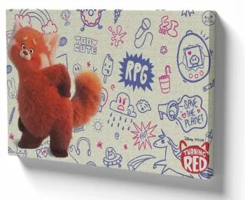 Quadro decorativo tela Red urso panda vermelho desenho