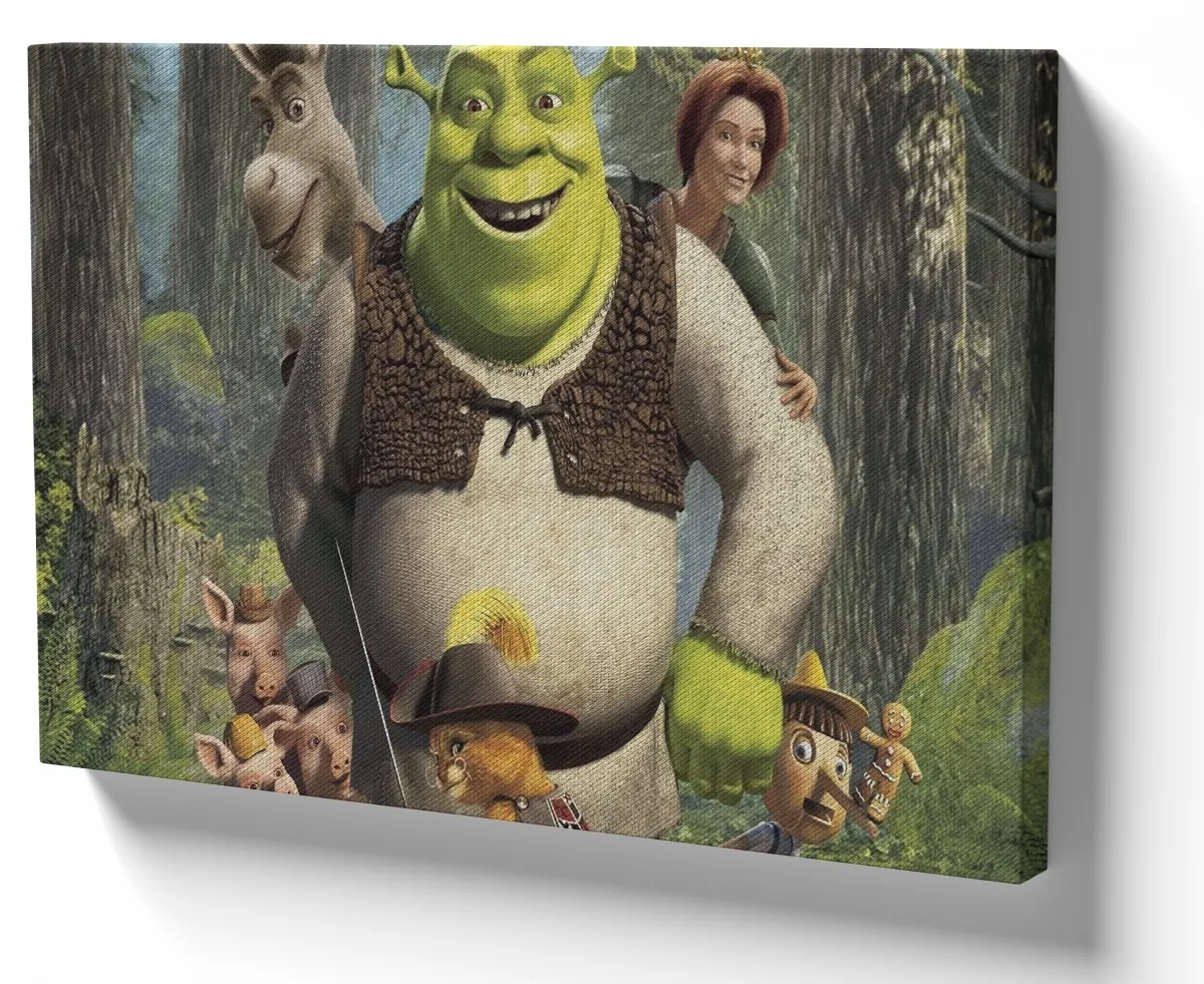 Quadro decorativo tela Shrek e personagens