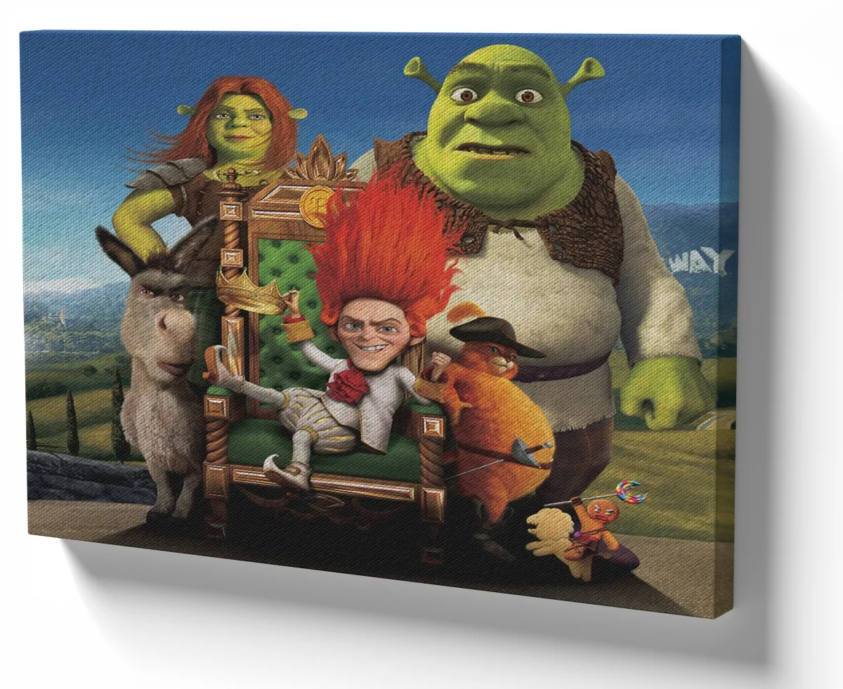 Quadro decorativo tela Shrek e Rumpelstiltskin Imagem