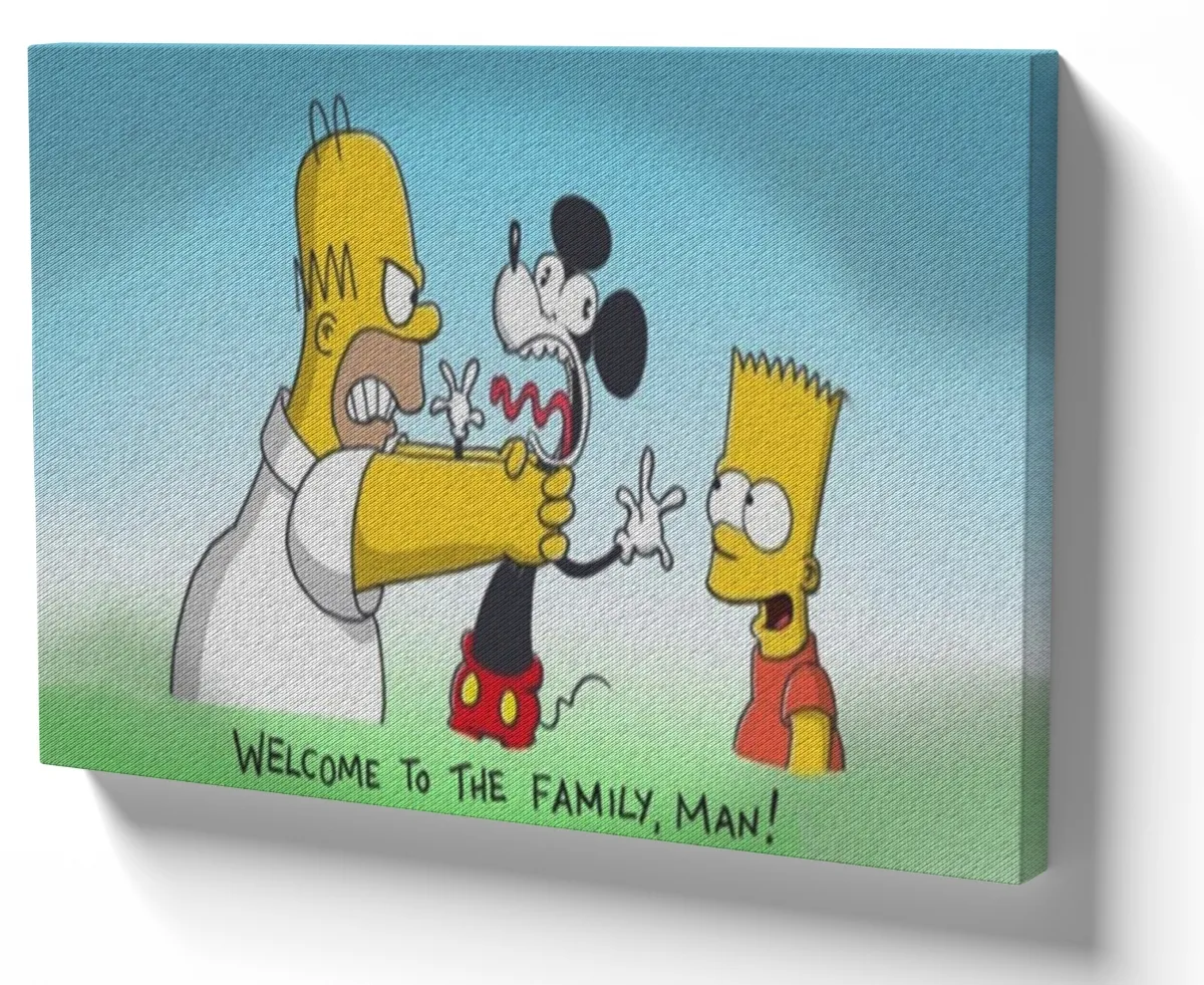Quadro decorativo tela Simpson homer bart Mikey mouse