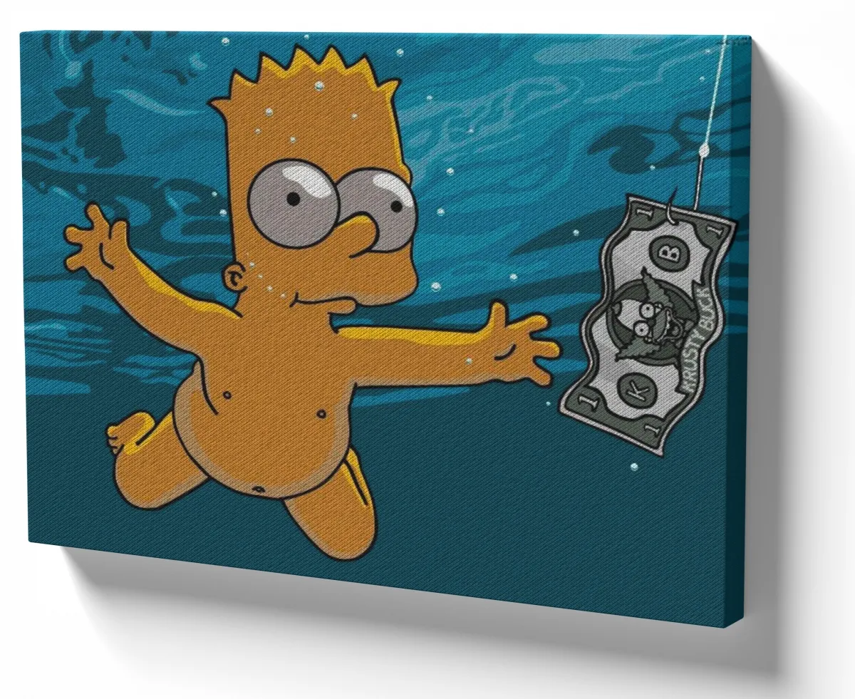Quadro decorativo tela Simpsons Bart dolar nirvana Imagem