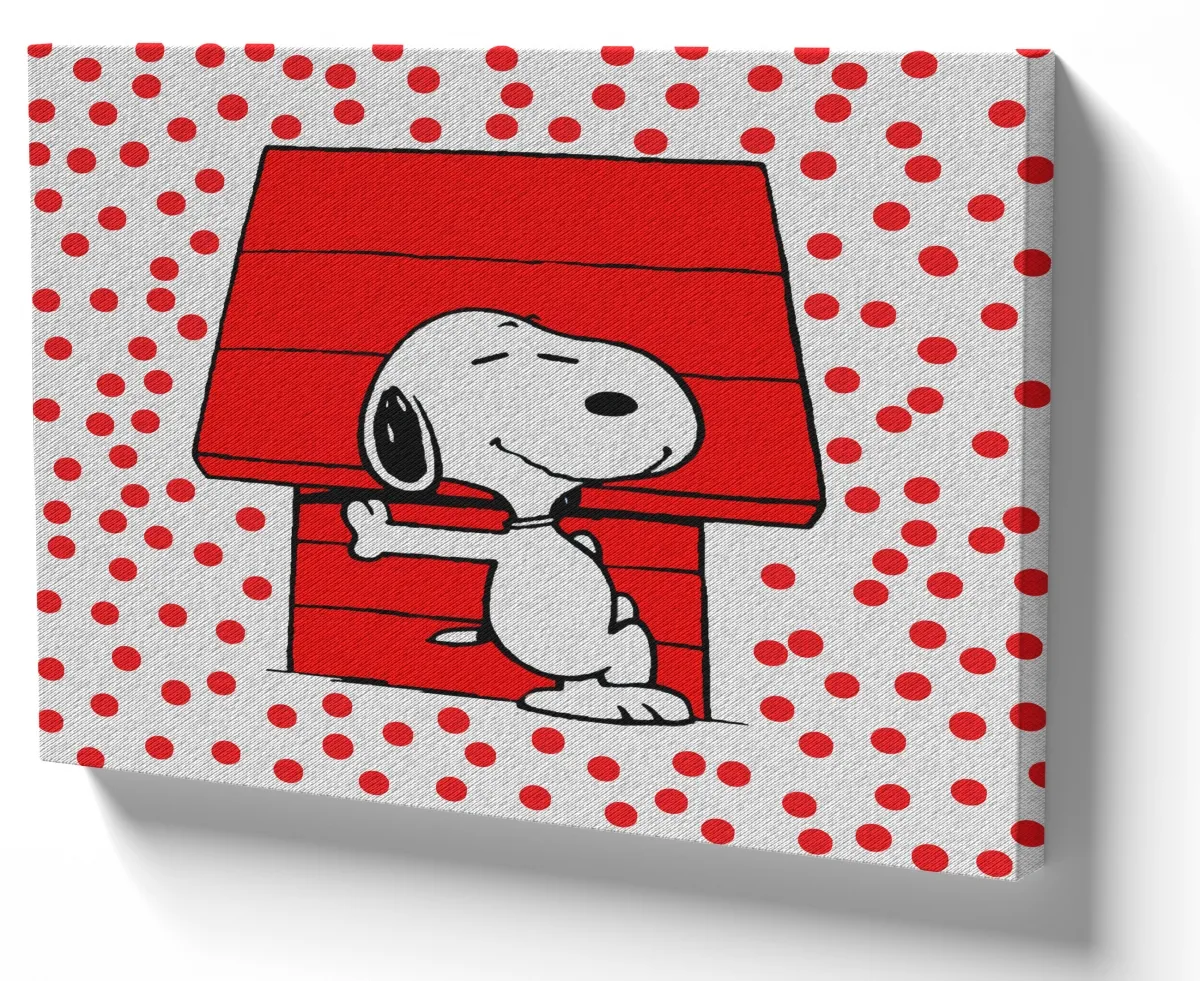 Quadro decorativo tela Snoopy bolinhas vermelha
