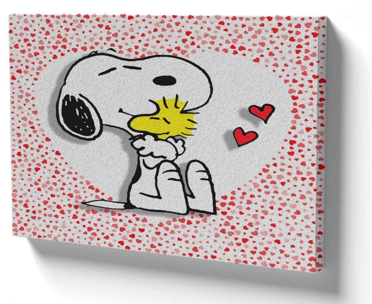 Quadro decorativo tela Snoopy coração