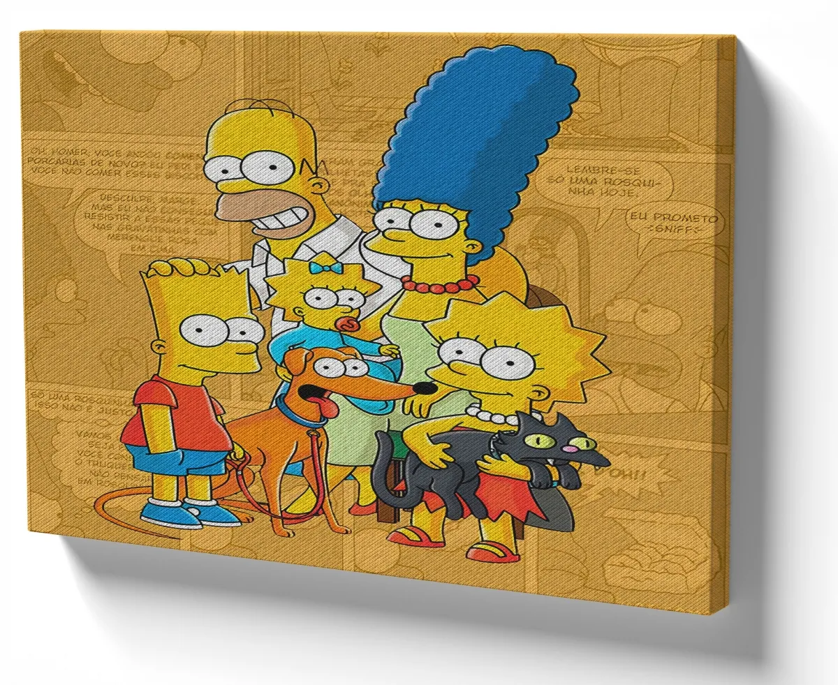 Quadro decorativo tela The Simpsons amarelo jornal Imagem