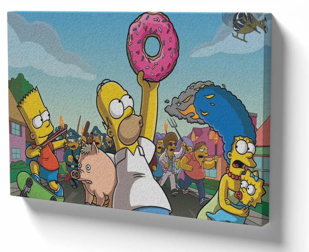 Quadro decorativo tela The Simpsons porco rosquinha donuts