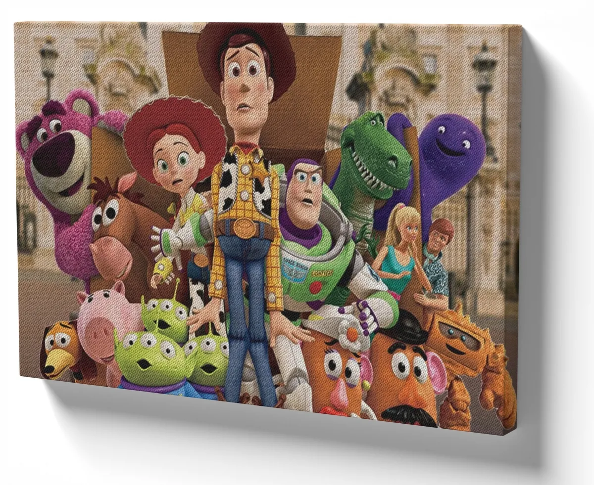 Quadro decorativo tela Toy Story assustados Imagem