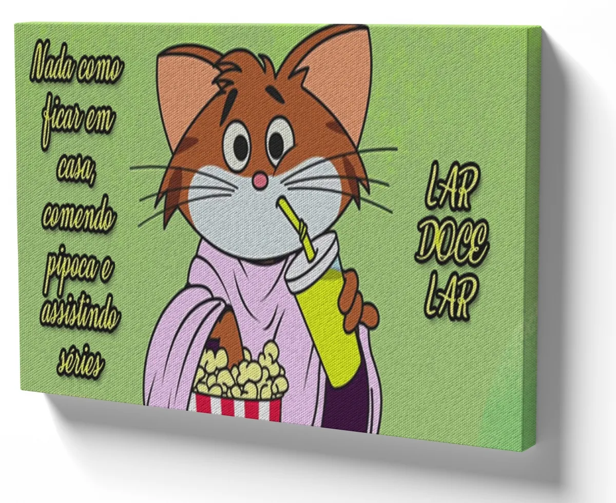 Quadro decorativo tela Lar doce lar gato cat gatinho Imagem