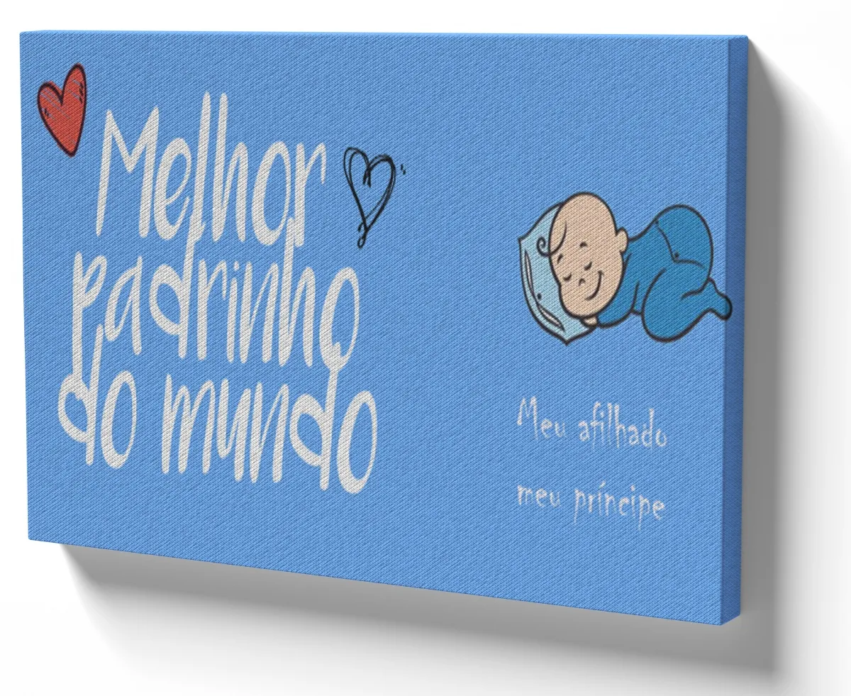 Quadro decorativo tela Melhor padrinho do mundo azul