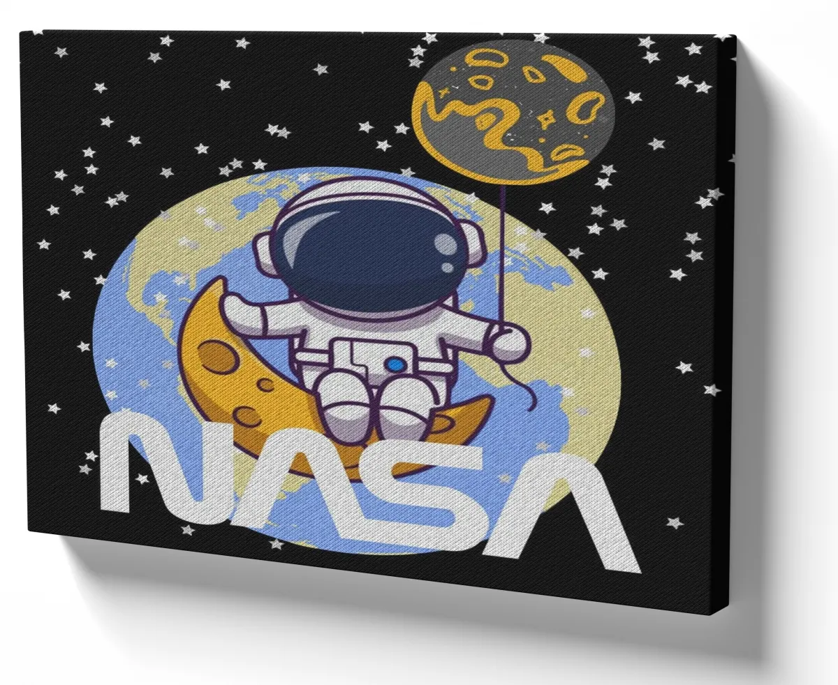 Quadro decorativo tela Nasa Lua Astronauta