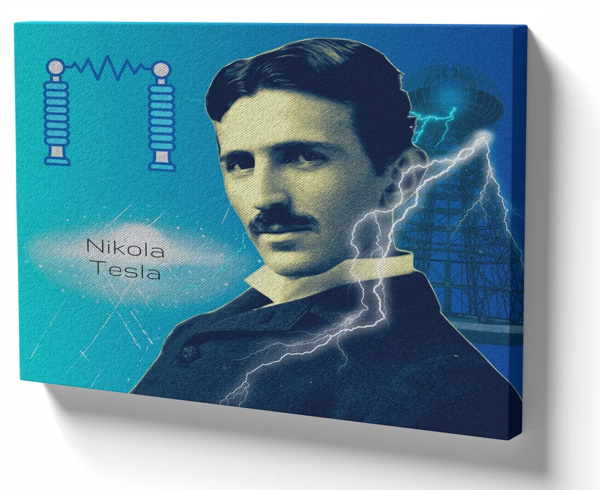 Quadro decorativo tela Nikola Tesla torre Imagem