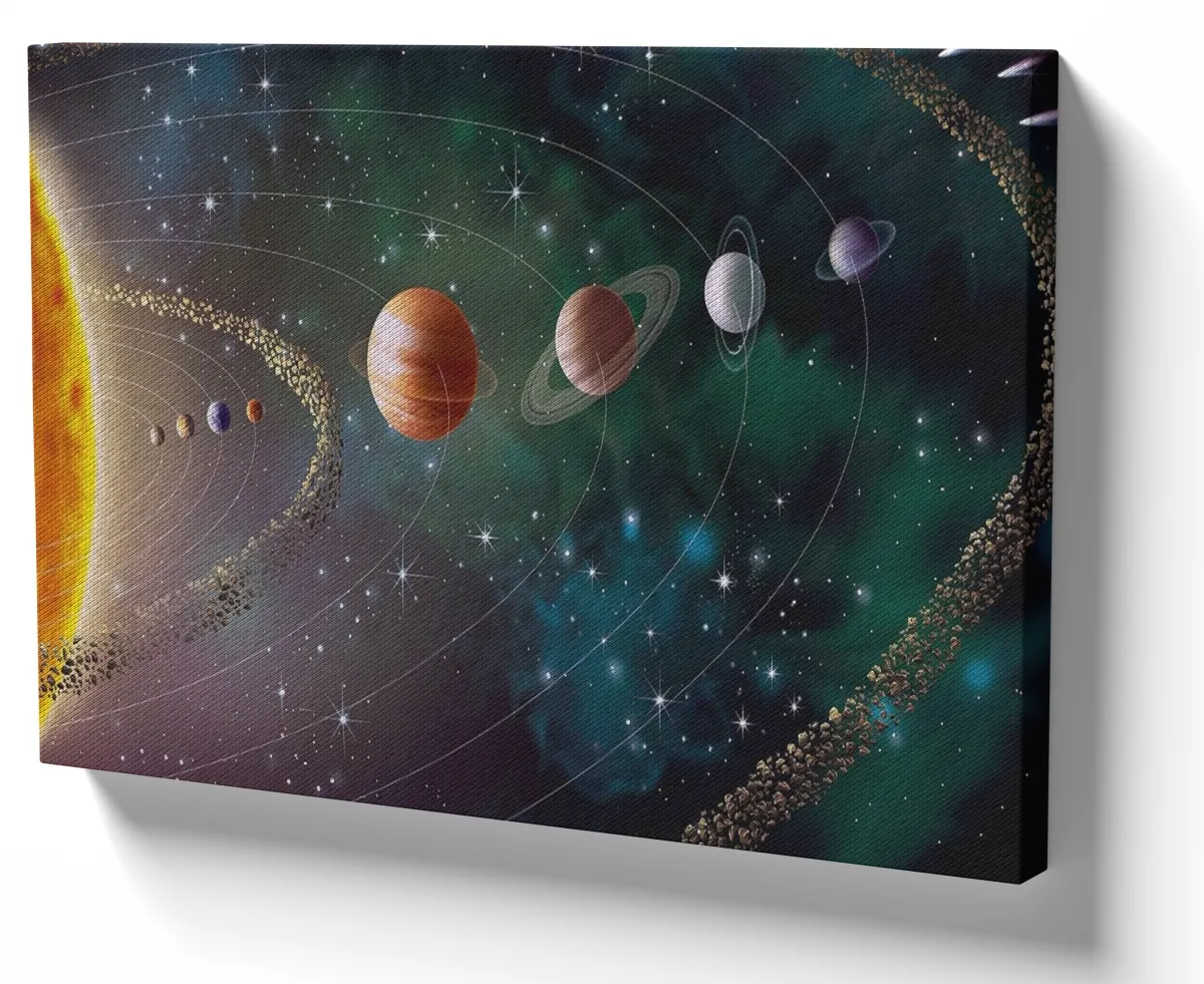 Quadro decorativo tela Sistema Solar terra lua sol Imagem