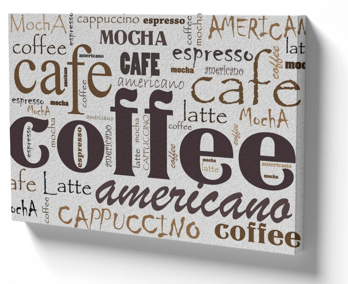 Quadro decorativo tela Tipos de Café cofee