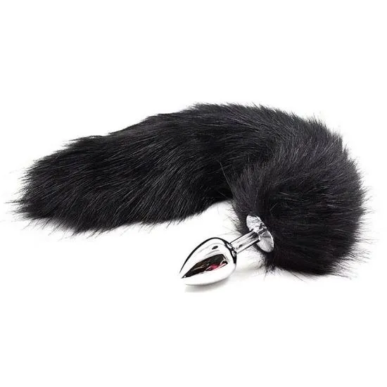 Plug Anal Metal 6 x 2,5cm Rabo Longo 40cm Preto - 5863