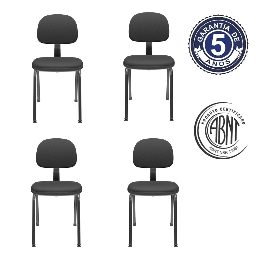 Kit com 4 unidades Cadeira Operativa Plus Slim Secretária Fixa 4 Pés Imagem