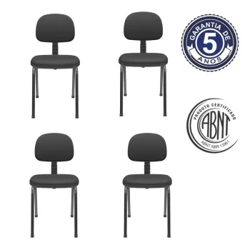 Kit com 4 unidades Cadeira Operativa Plus Slim Secretária Fixa 4 Pés