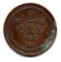 Suécia - 1897 - 2 Ore