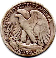 Estados Unidos - 1944D - 50 Cents - Half Dollar - Walking Liberty - Prata .900 - Aprox. 12,5g - 30,6mm - C/ Mossa - Foto 2