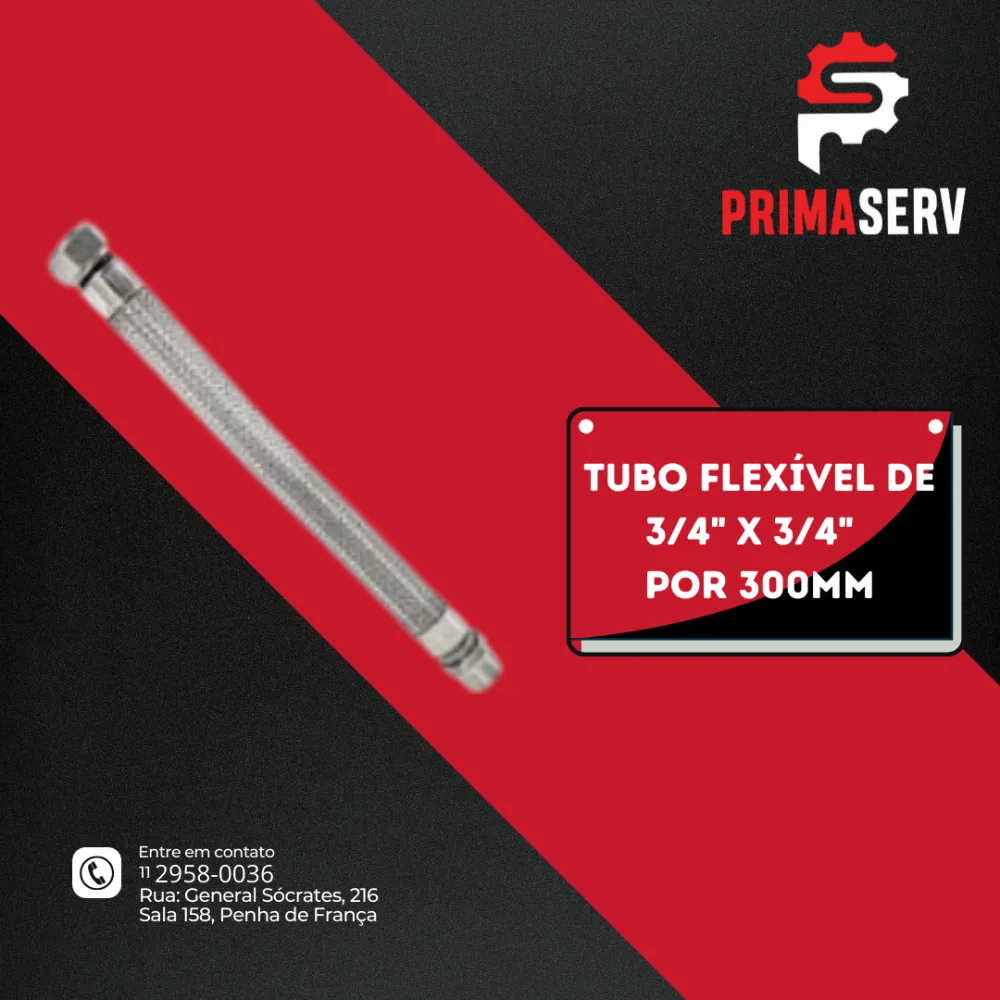 TUBO FLEXÍVEL DE 3/4" X 3/4"  POR 300MM INOX 304 