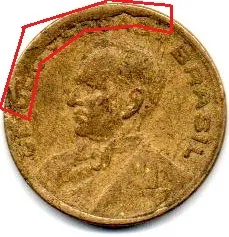 1944 - 20 Centavos - Sem Sigla OM - ERRO: Cunho Quebrado - Moeda Brasil