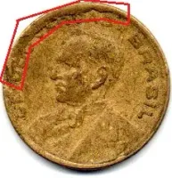 1944 - 20 Centavos - Sem Sigla OM - ERRO: Cunho Quebrado - Moeda Brasil