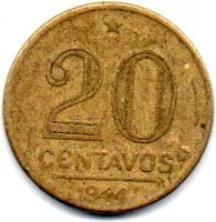 1944 - 20 Centavos - Sem Sigla OM - ERRO: Cunho Quebrado - Moeda Brasil - Foto 2
