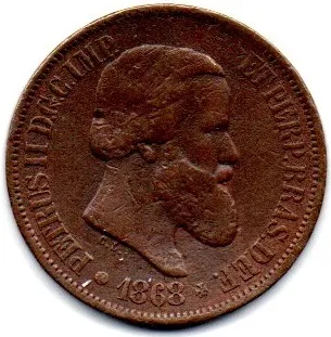 1868 - 20 Réis - Moeda Brasil Império - C/ Mossa