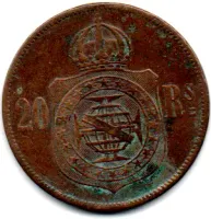 1868 - 20 Réis - Moeda Brasil Império - Foto 2