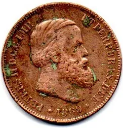 1869 - 10 Réis - Moeda Brasil Império