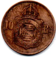 1868 - 10 Réis - Moeda Brasil Império - Foto 2