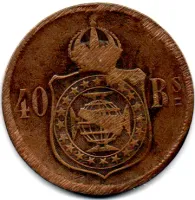 1875 - 40 Réis - Moeda Brasil Império - C/ Danos - Foto 2